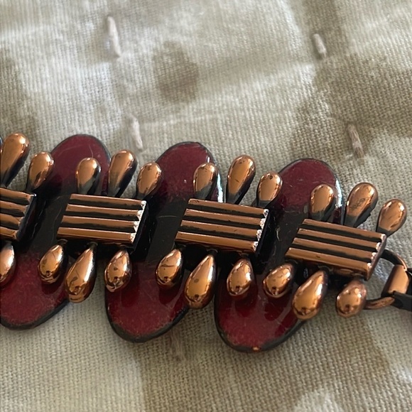 🎁 VINTAGE MATISSE COPPER ENAMEL BRACELET 7” - Picture 9 of 9
